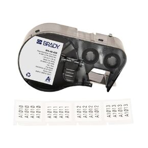 Brady Authentic (M4-49-498) Repositionable Multi-Purpose Vinyl Cloth Labels 1"H x 1"W Black on White, 160 Labels. for use with The BMP41, BMP51, and M511 Label Printers
