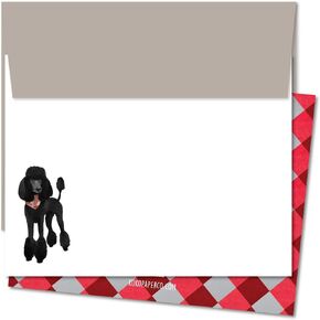 Poodle Blank Notecards | 25 Flat Cards + 25 French Grey Envelopes (50 Count Total) | Made in the U.S.A. | Heavy Card Stock