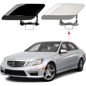 Front Bumper Headlight Washer Nozzle Cover Cap Fit for Mercedes Benz E-Class W212 E300 E350 E400 E550 2008 2009 2010 2011 2012 2013 2128600108 2128600208 (White, Left Driver Side)