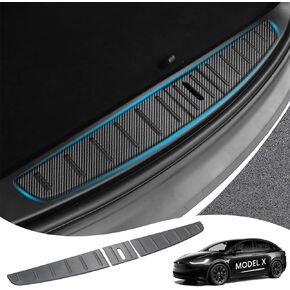 Carbon Fiber Rear Bumper Guard Compatible with Tesla Model X 2022 2023 2024, Carbon Fiber Rear Bumper Protector