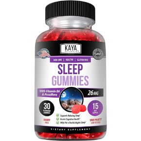 Kaya Naturals Organic Sleep Gummies (26mg) | Health Supplement for Adults | Vitamin B6 and Melatonin Gummies | Gummy Vitamins for Women and Men | 30 Count