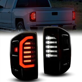 KEWISAUTO Tail Lights for Silverado 1500 2014-2019, Smoked Full LED Rear Brake Stop Light Taillights for Chevy Silverado 1500 2500HD 3500HD / GMC Sierra 3500HD Dually 2015-2019 Accessories (2PCS)