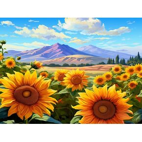 Pavemlo 5D Diamond Art Painting Kits for Adults Sunflower, Full Drill Diamond Art Sky Pictures Paint with Diamonds, DIY Cross Stitch Jewel Art Rhinestone Craft for Home Wall Decor 12X16 in