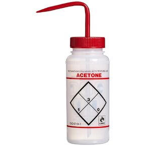 SP Bel-Art Safety-Labeled 2-Color Methyl Ethyl Ketone Wide-Mouth Wash Bottles; 500ml (16oz), Polyethylene w/Green Polypropylene Cap (F11646-0611), Natural (Pack of 6)
