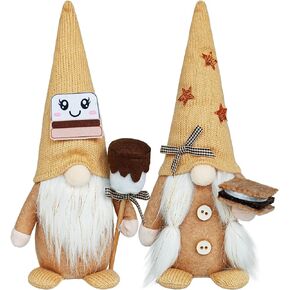 S'More Decorations Smore Gnomes Plush Decor Knitted Soft Tomte Swedish Camping Gnome for Tiered Tray Decor Scandinavian Elf Rustic Kitchen Home Decor Gnome Gift Idea