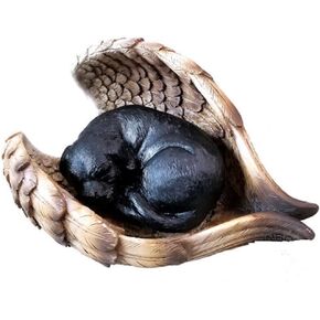 RT Co 5inch Angel Wings with Black Dog Labrador Memorial Statue Figurine Home Decor 3.5*5.5*4 Inch (Pack of 1)