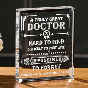 Movdyka Doctor Gifts for Men Women Glass Keepsakes, Laser Engraved Doctor Appreciate Gifts, Best Doctor Gifts for Him Her on Retirement, Christmas, Doctors Day, Thanksgiving- 4.7in.