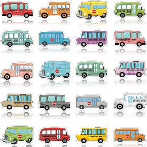 480 Pcs School Bus Stickers Cute School Bus Party Supplies Teachers Stickers for Kids Cartoon Transportation Stickers for Boys Toddler Teens DIY Art Toys Crafts School Classroom Students (Yellow)