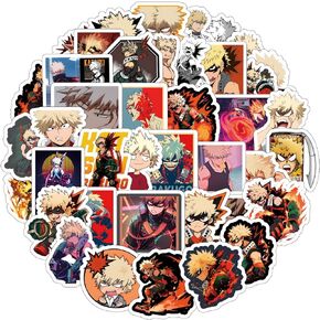 62Pcs Bakugo Sticker Anime Kawaii Waterproof Pack | Cute Aesthetics Vsco Cartoon Cool Deacls Graffiti Stickers Vinyl for Adults Teens Girls Kids Water Bottle Skateboard Luggage Laptop Computer Phone