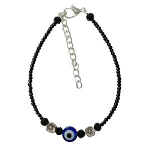 Evil Eye Bracelets for Women Men Handmade Black Bead Good Luck Success and Prosperity Bracelet Chain Cord Friendship Bracelet Adjustable Minimalist Jewelry (Evil Eye)