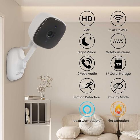WiFi Camera for Home Security, 2 Pack Indoor Camera for Baby/Elder Monitor, 2-Way Audio,Motion Detection,Privacy Mode,Night Vision,Micro SD Card/Cloud Storage,Google Assistant/Alexa Compatible in Saudi Arabia