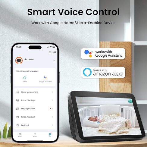 كاميرا WiFi لأمن المنزل، عبوتان من الكاميرا الداخلية لمراقبة الأطفال/الكبار، صوت ثنائي الاتجاه، كشف الحركة، وضع الخصوصية، الرؤية الليلية، بطاقة Micro SD/التخزين السحابي، مساعد Google/متوافق مع Alexa in Kuwait