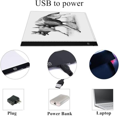 Premium A3 LED Light Pad for Diamond Art, Sketching, Painting - Adjustable Brightness, Sketching, Tracing - USB Powered Complete Art Light Board Kit with Pad Stands and Clips in Saudi Arabia