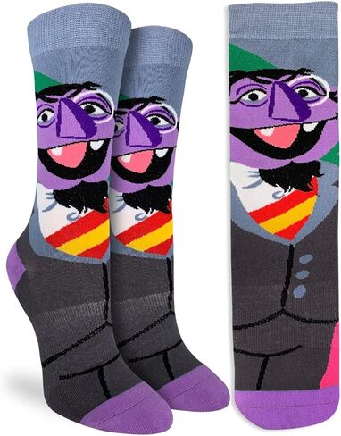 جوارب Good Luck Sock النسائية Sesame Street، Count von Count، للبالغين، مقاس الحذاء 5-9 in Kuwait