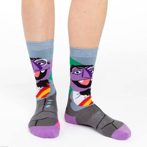 جوارب Good Luck Sock النسائية Sesame Street، Count von Count، للبالغين، مقاس الحذاء 5-9 in Kuwait