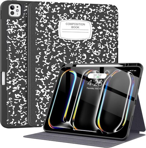Supveco Case for iPad Pro 13 Inch (M4) 2024 with Pencil Holder-[Support Apple Pencil Charging+Auto Wake/Sleep],Premium Folio Stand Case with Slim Soft TPU Back Cover for iPad Pro 13 Inch-Black in Saudi Arabia