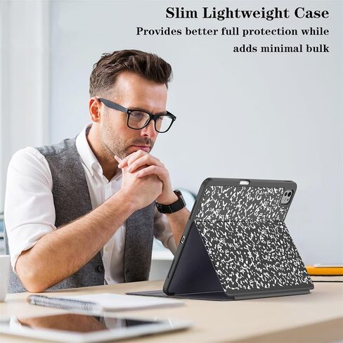 Supveco Case for iPad Pro 13 Inch (M4) 2024 with Pencil Holder-[Support Apple Pencil Charging+Auto Wake/Sleep],Premium Folio Stand Case with Slim Soft TPU Back Cover for iPad Pro 13 Inch-Black in Saudi Arabia