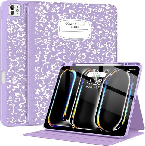 Supveco Case for iPad Pro 13 Inch (M4) 2024 with Pencil Holder-[Support Apple Pencil Charging+Auto Wake/Sleep],Premium Folio Stand Case with Slim Soft TPU Back Cover for iPad Pro 13 Inch-Black in Saudi Arabia