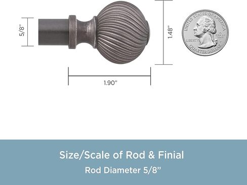 Kenney AZ71888 Vivienne Swirl Ball End Standard Decorative Window Curtain Rod, 28-48" Adjustable Length, Pewter Finish, 5/8" Diameter Steel Tube in Saudi Arabia