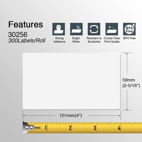 BETCKEY - Compatible DYMO 30256 (2-5/16" x 4") Shipping Labels, Strong Permanent Adhesive & Perforated, Compatible with DYMO Labelwriter 450, 4XL, Rollo & Zebra Desktop Printers [2 Rolls/600 Labels] in Saudi Arabia