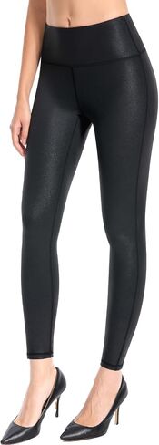 Everbellus Women Matte Faux Leather Leggings 28" - High Waisted Leather Pants Tummy Control Pleather Tights in Saudi Arabia