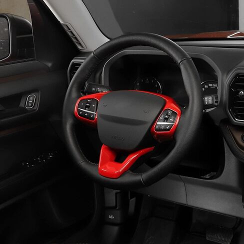 إطار عجلة القيادة Linskip متوافق مع Ford Bronco Sport 2021 2022 2023 2024، غطاء عجلة القيادة لملحقات Bronco Sport الداخلية (أحمر) in Saudi Arabia