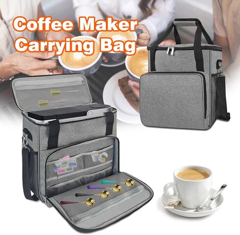 حقيبة حمل ماكينة القهوة، حقيبة تخزين ماكينة القهوة متوافقة مع Keurig K-Mini أو K-Mini Plus، حقيبة حمل ماكينة القهوة مع جيوب لعلب K-Cup، (الحقيبة فقط) in Kuwait