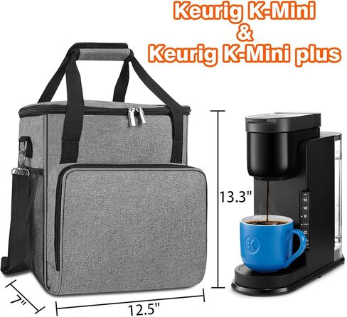حقيبة حمل ماكينة القهوة، حقيبة تخزين ماكينة القهوة متوافقة مع Keurig K-Mini أو K-Mini Plus، حقيبة حمل ماكينة القهوة مع جيوب لعلب K-Cup، (الحقيبة فقط) in Kuwait