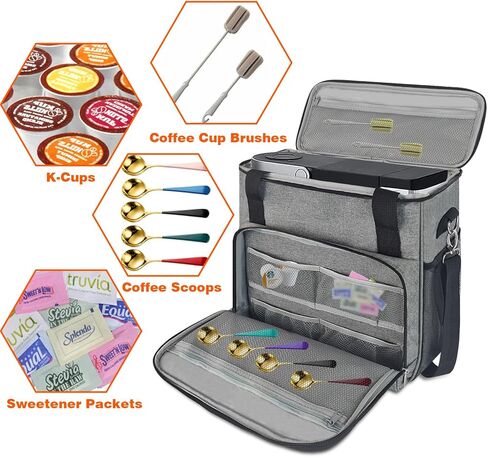 حقيبة حمل ماكينة القهوة، حقيبة تخزين ماكينة القهوة متوافقة مع Keurig K-Mini أو K-Mini Plus، حقيبة حمل ماكينة القهوة مع جيوب لعلب K-Cup، (الحقيبة فقط) in Kuwait