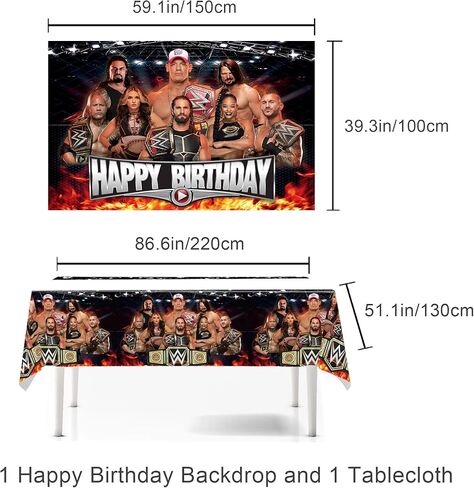 44 قطعة من لوازم حفلات المصارعة، تتضمن ديكورات حفلات أعياد الميلاد المصارعة 16 بالونة لاتكس، 1 قطعة علوية للكعك، 24 قطعة علوية للكب كيك، 1 لافتة، 1 خلفية عيد ميلاد سعيد، 1 مفرش طاولة in Kuwait