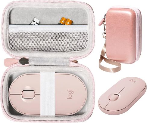 حافظة ماوس CaseSack لماوس Bluetooth اللاسلكي Logitech Pebble وPebble M350 وM355 وi345 (ذهبي وردي) in Kuwait