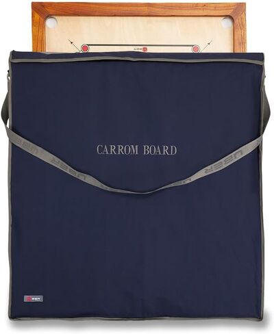 مجموعة لوحة لعب Carrom المميزة - لوحة لعب بالحجم الرسمي مقاس 33 × 33 بوصة، بما في ذلك رجال Carrom والمهاجم والمسحوق - حواف من الخشب الصلب لتحسين الارتداد - صنع في الهند - قيمة رائعة لجميع اللاعبين in Kuwait