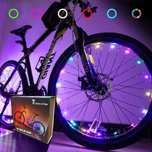 2 Tire Pack LED Bike Wheel Lights, Brighter and Saftier for Kids Adults Night Riding (Green) in Saudi Arabia