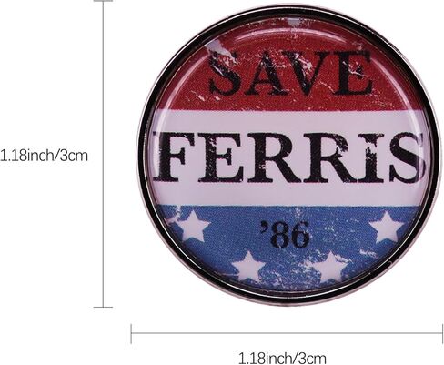 Save Ferris 86 Pin 1986 Film Ferris Buellers Day Off Brooch Pins Save Ferris Enamel Pin Retro Ferris Button Pin للنساء والرجال 80s طية صدر السترة دبوس شارة مستديرة عتيقة هدايا رائعة لمحبي Ferris in Kuwait