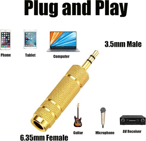 8pcs Audio Jack Adapter 6.35mm to 3.5mm Auxiliary Audio Adapter Sets 4pcs 6.35mm Male to 3.5mm Female Audio Adapter and 4pcs 1/4 Female to 1/8 Male Headphone Adapter in Saudi Arabia