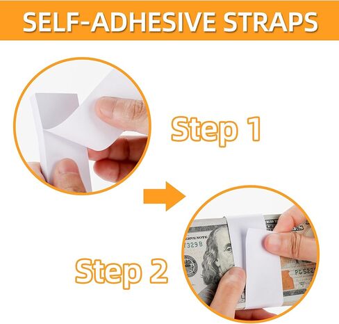 عصابات النقود للنقود، 550 حزمة من الأربطة النقدية البيضاء الفارغة، أشرطة العملات ذاتية اللصق لمنظم النقود الورقية لأغلفة الفواتير in Kuwait