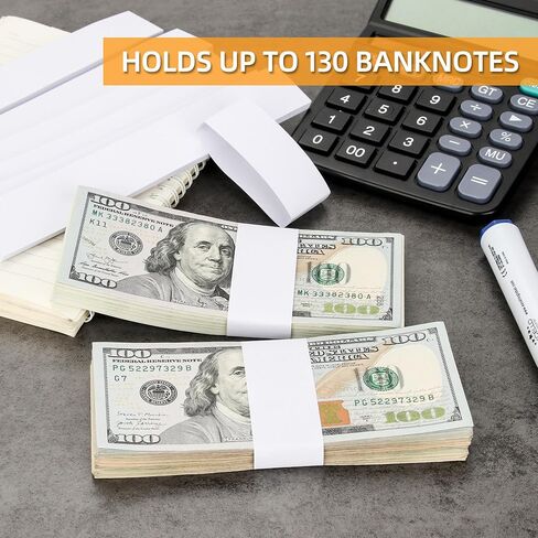 عصابات النقود للنقود، 550 حزمة من الأربطة النقدية البيضاء الفارغة، أشرطة العملات ذاتية اللصق لمنظم النقود الورقية لأغلفة الفواتير in Kuwait