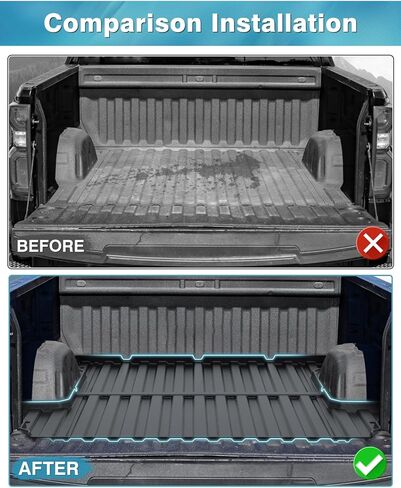 حصيرة سرير الشاحنة لسيارة 2019-2024 Chevy Silverado/GMC Sierra 1500، فقط لسرير 5.8 قدم، بطانة سرير لجميع الأحوال الجوية TPE عديم الرائحة باللون الأسود in Kuwait