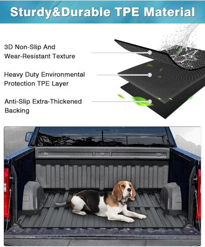 حصيرة سرير الشاحنة لسيارة 2019-2024 Chevy Silverado/GMC Sierra 1500، فقط لسرير 5.8 قدم، بطانة سرير لجميع الأحوال الجوية TPE عديم الرائحة باللون الأسود in Kuwait