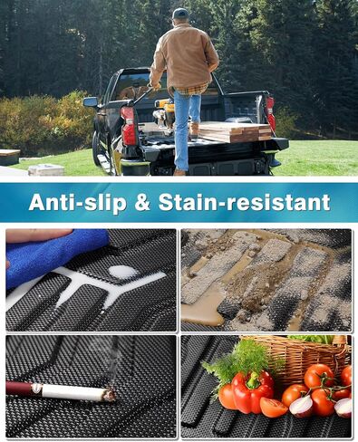 حصيرة سرير الشاحنة لسيارة 2019-2024 Chevy Silverado/GMC Sierra 1500، فقط لسرير 5.8 قدم، بطانة سرير لجميع الأحوال الجوية TPE عديم الرائحة باللون الأسود in Kuwait