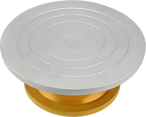 عجلة نحت مقاس 12 بوصة من MOUYAT، نحت فخار دائري، عجلة نحت معدنية دوارة عجلة ربط سيراميك أداة تزيين النماذج DIY، الحرف الفنية، ذهبي + فضي in Kuwait