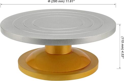 عجلة نحت مقاس 12 بوصة من MOUYAT، نحت فخار دائري، عجلة نحت معدنية دوارة عجلة ربط سيراميك أداة تزيين النماذج DIY، الحرف الفنية، ذهبي + فضي in Kuwait