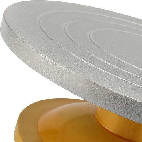 عجلة نحت مقاس 12 بوصة من MOUYAT، نحت فخار دائري، عجلة نحت معدنية دوارة عجلة ربط سيراميك أداة تزيين النماذج DIY، الحرف الفنية، ذهبي + فضي in Kuwait