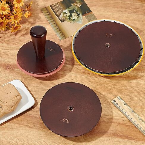 BENECREAT 3 Sets Wooden Ceramic Top, 4.5"/5.5"/6.3" Beech Wood Interchangeable Pottery Tool with Handle, Coconut Brown Clay Modeling Tools for Ceramic Bowl & Plate Making DIY in Saudi Arabia
