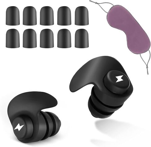 Noise Cancelling Ear Plugs - Super Soft, Reusable Silicone Ear Plugs - Perfect for Sleep, Work, Study, Swimming, Flights(Black) in Saudi Arabia