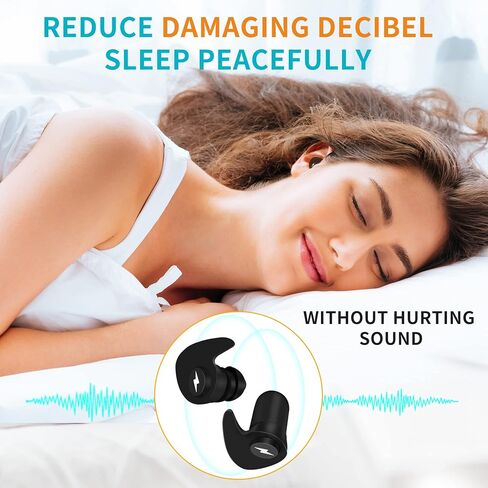 Noise Cancelling Ear Plugs - Super Soft, Reusable Silicone Ear Plugs - Perfect for Sleep, Work, Study, Swimming, Flights(Black) in Saudi Arabia