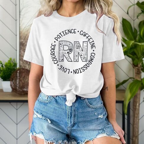 Nurse Shirt Women RN Tshirt: Registered Nurse Shirt Nurse Life T-Shirt Nurse Week Blouse Nursing School Gift Tee Tops in Saudi Arabia