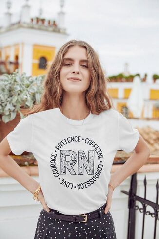 Nurse Shirt Women RN Tshirt: Registered Nurse Shirt Nurse Life T-Shirt Nurse Week Blouse Nursing School Gift Tee Tops in Saudi Arabia