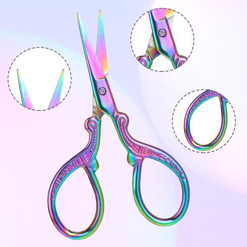 Embroidery Scissors Stainless Steel Sharps Tip Scissors Sewing Crafting Shears Professional Scissors Stainless Steel Tip Scissors Rainbow Shears Needlework Cutting Tools Stork Scissors in Saudi Arabia