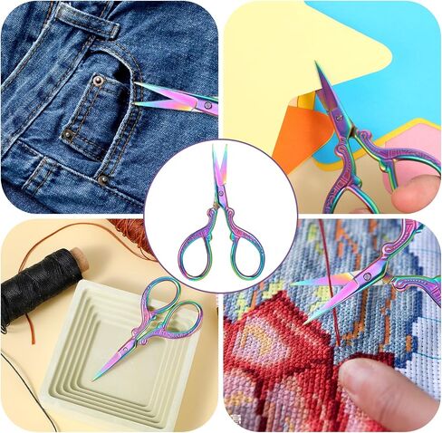 Embroidery Scissors Stainless Steel Sharps Tip Scissors Sewing Crafting Shears Professional Scissors Stainless Steel Tip Scissors Rainbow Shears Needlework Cutting Tools Stork Scissors in Saudi Arabia